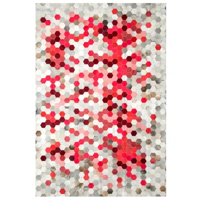 Pre-owned Art Hide Gray And Pink Customizable Angulo Cowhide Area Floor Rug Medium