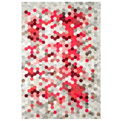 Pre-owned Art Hide Gray & Pink Customizable Angulo Cowhide Area Floor Rug Small
