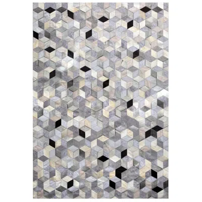 Pre-owned Art Hide Gray, Black Caramel Dedalo Cowhide & Viscose Customizable Area Floor Rug X-large