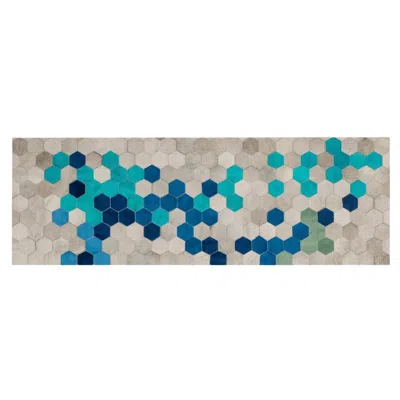 Pre-owned Art Hide Gray Blue And Green Customizable Angulo Blue Runner Small