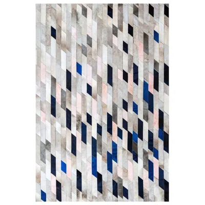Pre-owned Art Hide Gray Blue & Pink Customizable Astila Cowhide Area Floor Rug Medium