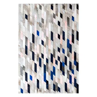 Pre-owned Art Hide Gray Blue And Pink Customizable Astila Cowhide Area Floor Rug Xx-large