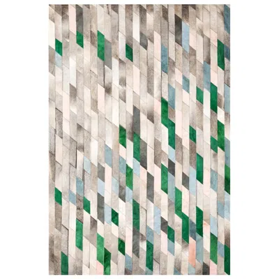 Pre-owned Art Hide Gray Green Blue & Light Pink Customizable Astila Cowhide Area Floor Rug Small