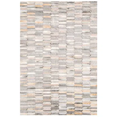 Pre-owned Art Hide Gray Olio Small Cowhide And Viscose Area Floor Rug Xx-large