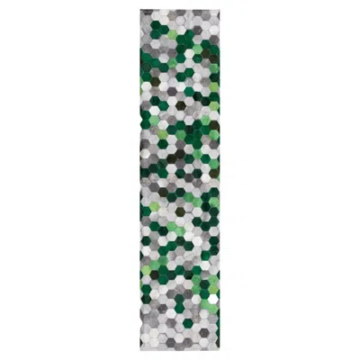 Pre-owned Art Hide Gray White And Green Customizable Angulo Green Runner Large