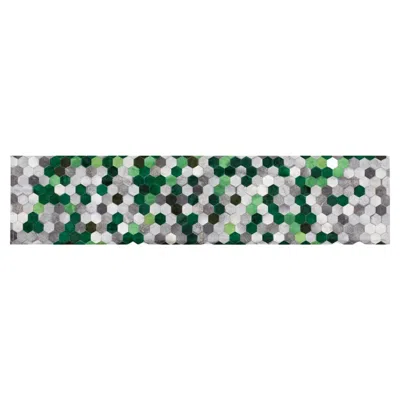 Pre-owned Art Hide Gray White And Green Customizable Angulo Green Runner Small