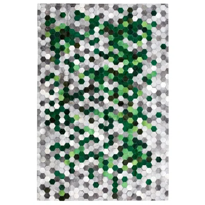 Pre-owned Art Hide Green And Gray Customizable Angulo Cowhide Area Floor Rug Large