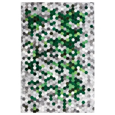 Pre-owned Art Hide Green And Gray Customizable Angulo Cowhide Area Floor Rug Small