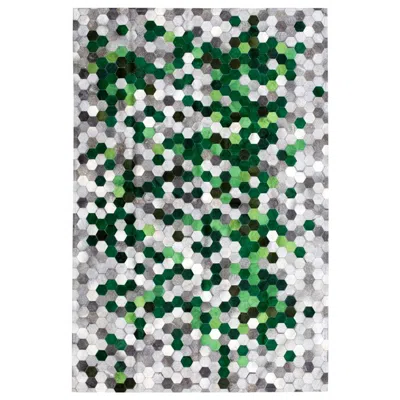 Pre-owned Art Hide Green And Gray Customizable Angulo Cowhide Area Floor Rug X-large