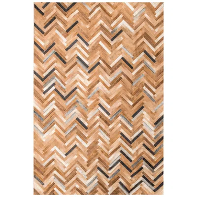 Pre-owned Art Hide Herringbone Brown, White And Black De Los Bosques Cowhide Area Floor Rug Small
