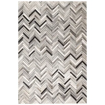 Pre-owned Art Hide Herringbone Gray White And Black Luxurious El Cielo Cowhide Area Floor Rug Large