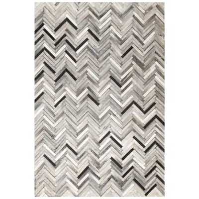 Pre-owned Art Hide Herringbone Gray, White & Black Luxurious El Cielo Cowhide Area Floor Rug Small