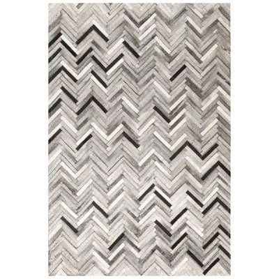 Pre-owned Art Hide Herringbone White And Black, Luxurious El Cielo Cowhide Area Floor Rug Large
