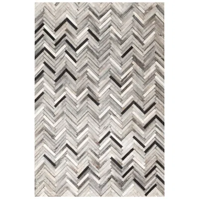 Pre-owned Art Hide Herringbone White And Black, Luxurious El Cielo Cowhide Area Floor Rug X-large