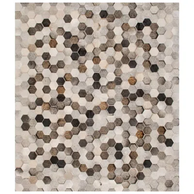 Pre-owned Art Hide Light Gray And Dark Gray Customizable Angulo Cowhide Area Floor Rug Small