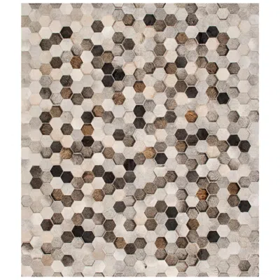 Pre-owned Art Hide Light Gray And Dark Gray Customizable Angulo Cowhide Area Floor Rug X-large