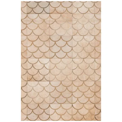 Pre-owned Art Hide Modern Scallop Crescent Customizable Luneta Cowhide Area Floor Rug X-large In Sand