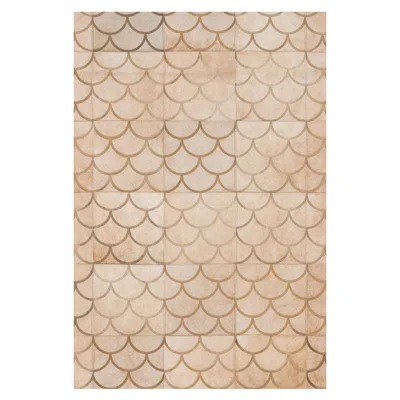 Pre-owned Art Hide Modern Scallop Crescent Customizable Luneta Cowhide Area Floor Rug Xx-large In Sand