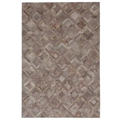 Pre-owned Art Hide Muted Dyed Grey Customizable Mosaica Fog And Gold Cowhide Area Floor Rug Large In Gray