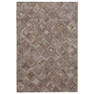Pre-owned Art Hide Muted Dyed Grey Customizable Mosaica Fog And Gold Cowhide Area Floor Rug Small In Gray