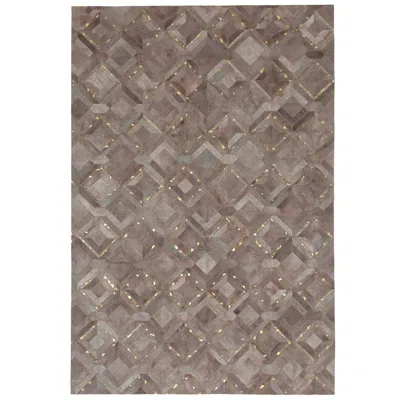 Pre-owned Art Hide Muted Dyed Grey Customizable Mosaica Fog And Gold Cowhide Area Floor Rug X-large In Gray