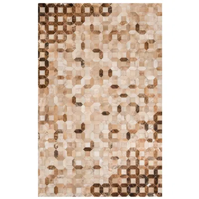 Pre-owned Art Hide Natural Caramel Color Graphic Patterned Cowhide Area Floor Rug Small In Brown