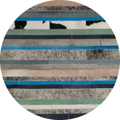 Art Hide Nueva Raya Striped Flatweave Leather Blue/gray Indoor/outdoor Area Rug