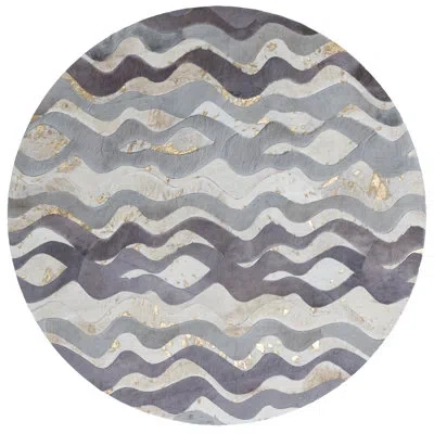 Art Hide One-of-a-kind Round  Cowhide Area Rug In Gray