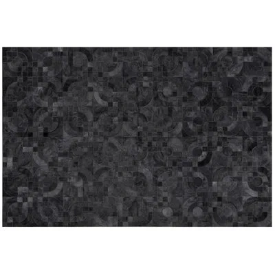 Art Hide Optico Geometric Cowhide Charcoal Area Rug