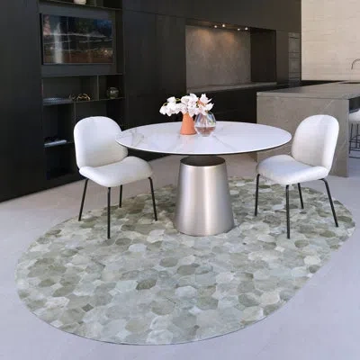 Art Hide Oval Geometric Moss Area Rug
