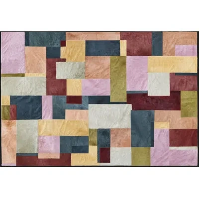 Art Hide Pastiche Rectangle Patchwork Cowhide Area Rug In Yellow/red/dark Green In Yellow,red,dark Green