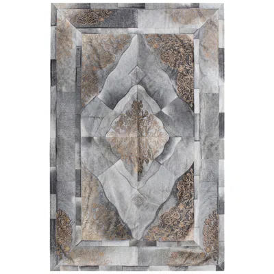 Pre-owned Art Hide Persian Inspired, Elegant Sueño Cowhide Area Floor Rug Small In Gray