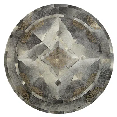 Pre-owned Art Hide Persian Inspired, Elegant Sueño Round Cowhide Area Floor Rug Medium In Gray