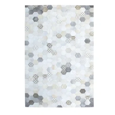 Art Hide Rectangle Atomo Geometric Cowhide Area Rug In Gray/white In White;gray