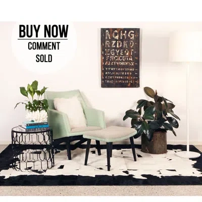 Art Hide Rectangle Buenos Aires Abstract Cowhide Area Rug In Black/white In Black;white
