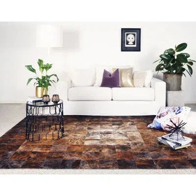 Art Hide Rectangle Desnudo Geometric Cowhide Area Rug In Gray/black In Brown