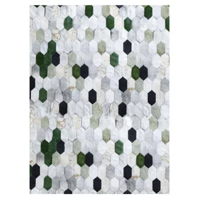 Pre-owned Art Hide Retro Inspired Customizable Hornet Moss Cowhide Rug Rectangle Medium In Green