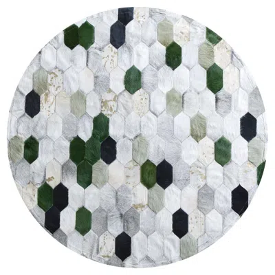 Pre-owned Art Hide Retro Inspired Customizable Hornet Moss Cowhide Rug Round Medium In Green