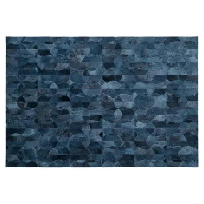 Pre-owned Art Hide Rich Inky Customizable Cowhide Petrol Camino Area Rug Large In Blue