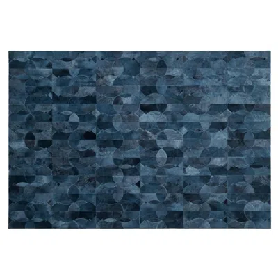 Pre-owned Art Hide Rich Inky Customizable Cowhide Petrol Camino Area Rug Small In Blue