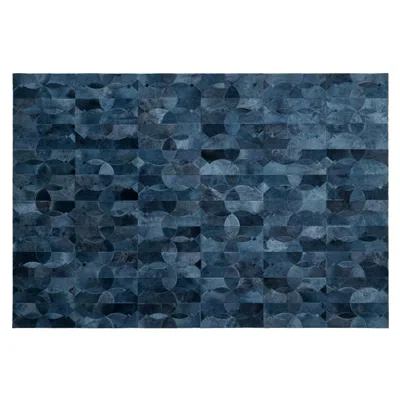 Pre-owned Art Hide Rich Inky Customizable Cowhide Petrol Camino Area Rug Xxlarge In Blue