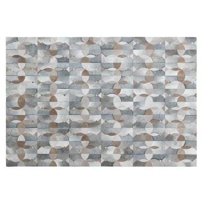 Pre-owned Art Hide Rich Inky Customizable Cowhide Taupe And Gray Neutral Camino Area Rug Small