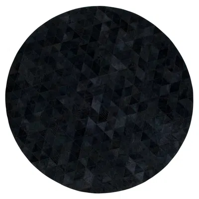Pre-owned Art Hide Round Charcoal Customizable Trilogia Cowhide Area Rug X-large In Black