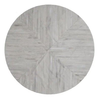 Pre-owned Art Hide Round, Dyed Gray Customizable La Quinta Cowhide Area Floor Rug Medium