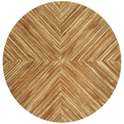 Art Hide Round La Quinta Geometric Cowhide Caramel Indoor / Outdoor Area Rug