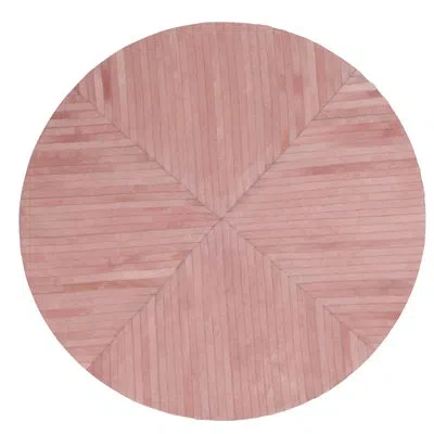 Art Hide Round La Quinta Striped Cowhide Pink Indoor / Outdoor Area Rug