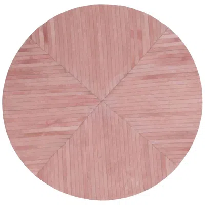 Pre-owned Art Hide Round Pink Striped Customizable La Quinta Cowhide Area Floor Rug Medium