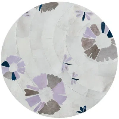 Art Hide Round Shibori Cowhide Area Rug In Brown/gray/white In Brown,gray,white