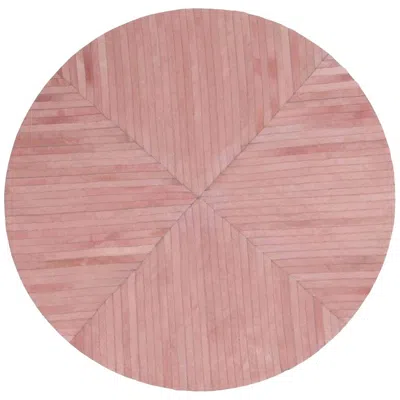 Pre-owned Art Hide Round Striped Pink Customizable La Quinta Cowhide Area Rug Extra Large