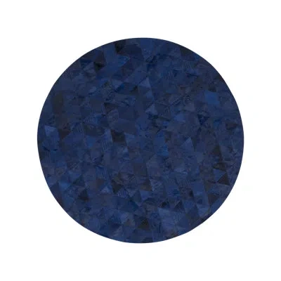 Art Hide Round Trilogia Geometric Cowhide Midnight Blue Area Rug